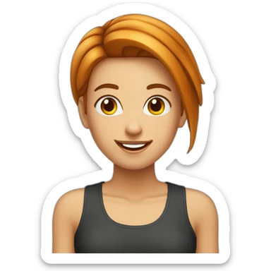 jeune femme cheveux lisse roux souriante sticker