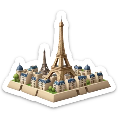 Make a full city of Paris with the Eiffel Tower in the background and some Paris buildings in front  sticker