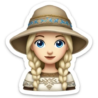 Winter Outfit, Slavic princess with a hat and blue eyes  sticker