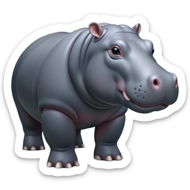 Cinematic Noble Hippo Portrait Emoji, Poised and regal, with a massive, robust build and a smooth, well-groomed slate-gray hide, deep-set soulful eyes, Simplified yet sharp and sophisticated features, highly detailed, glowing with a soft, dignified glow, high shine, intelligent and calm, stylized with an air of riverine majesty, focused and attentive, soft glowing outline, capturing the essence of a watchful and confident water-dweller, so majestic it feels as though it could lumber out of the screen with effortless authority! sticker
