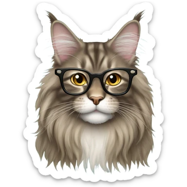Maine coon cat with glasses  sticker