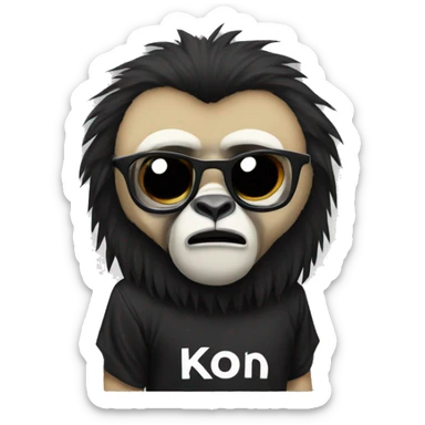 A gibbon wearing a Korn shirt sticker