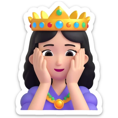 crying character wearing a glowing halo sticker