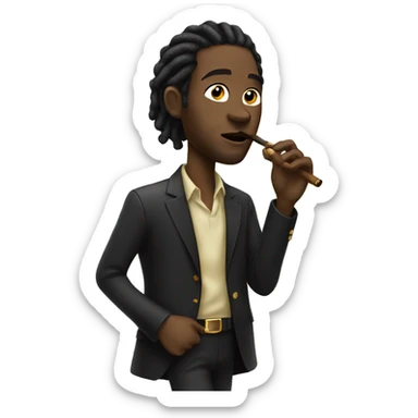 Black man with gold and black locs smoking cigar sticker