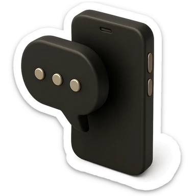 a smartphone with a chat bubble in 3D black style sticker