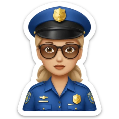 woman police with hair style and hats and sun glasses sticker