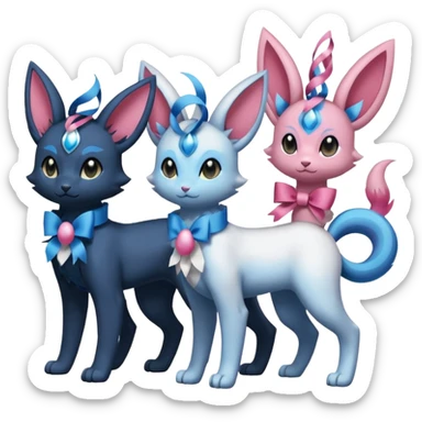 Luxray-Absol-Sylveon-Dewott-fusion sticker