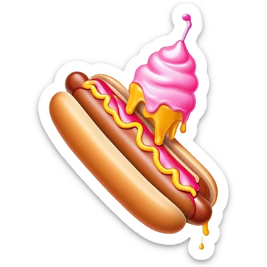 Melting neon ice cream hot dog  sticker