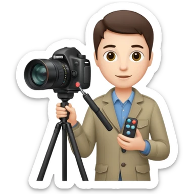Photographer with tripod & remote, sticker