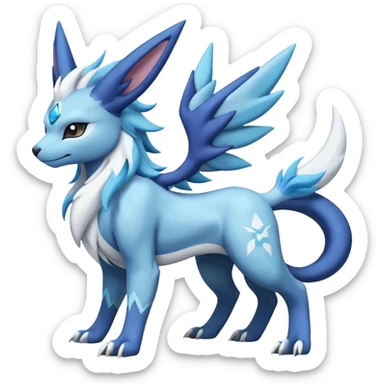 Snowy Flakey Scaly Absol-Glaceon-Suicune-Amaura-Dialga-fusion sticker