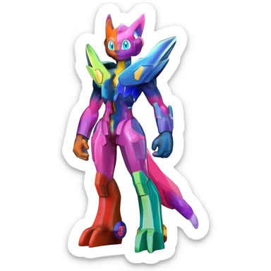 Shiny Colorful Meloetta-Latias-Koraidon-Peppercat-Wargreymon-Protogen-Fakémon-fusion-hybrid-creature sticker