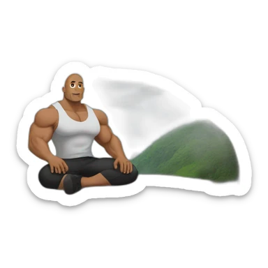dwayne johnson sit on a rock sticker