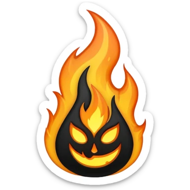 stylized black flame modern emoji style sticker