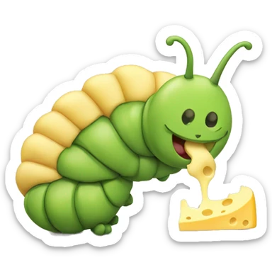 caterpillar eating cheese sticker