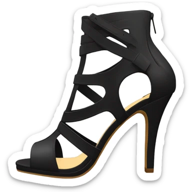 Realistic forward facing pair of black peep toe strap cut out high heel bootie boots.  sticker