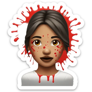 girl with red paint splattered on her face sticker