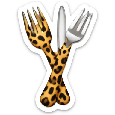A leopard eating fork knife sticker