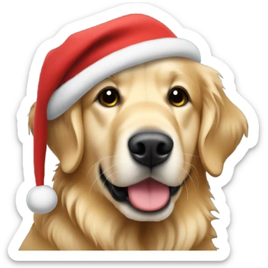 Golden retriever con gorro navideño sticker