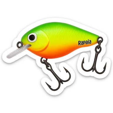 bright chartreuse and orange Rapala fishing lure side view sticker