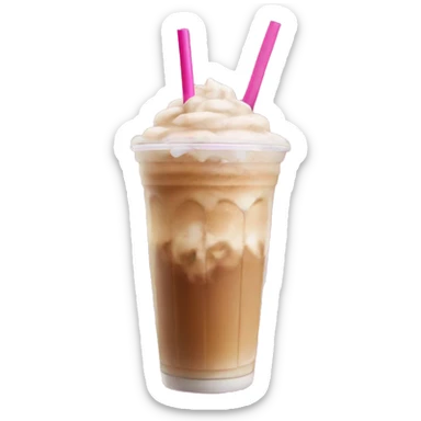 iced latte and a pink straw  sticker