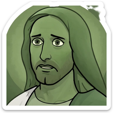 Jesus in a playful meme style, humorous expression, lighthearted, modern meme vibe sticker