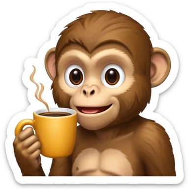 side profile monkey sipping coffee  sticker