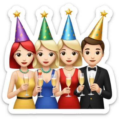 A dense crowd of mostly white adults at an afterwork party sticker