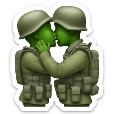 two army men kissing  sticker