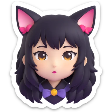 chibi anime catgirl face, playful sticker