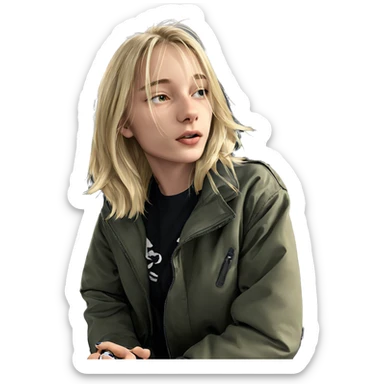 blonde girl in jacket sticker