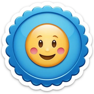 A blue scalloped circle with a verified thing sticker