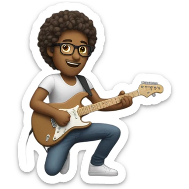 Brown man Whith glasses plays electric guitar sticker