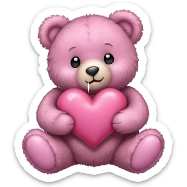 emoji de oso abrazando un corazon rosa sticker