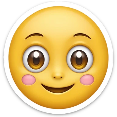 Emoji, yellow round smiling face, big eyes sticker