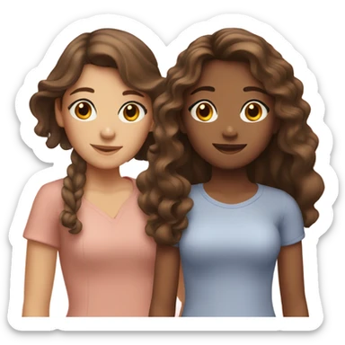 3 girl best friends with brown hair  sticker