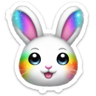 cute kawaii bunny rainbow fur with sparkle sticker