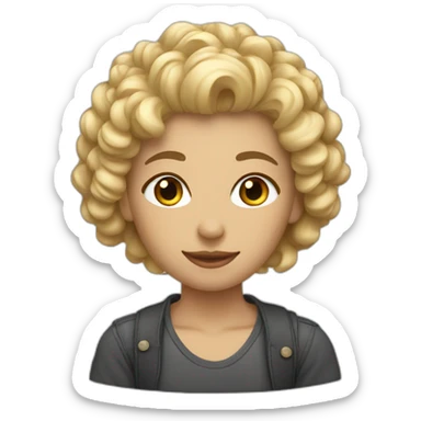 Short hair curly blond woman with boyfriend sticker
