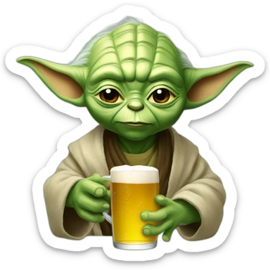 Yoda drink a beer sticker