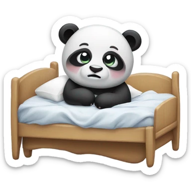 Sick cute Panda in bed sticker