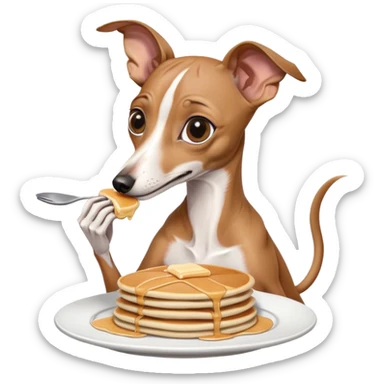 Italian greyhound eating pancakes sticker