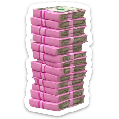 Stack of pink dollar bills sticker