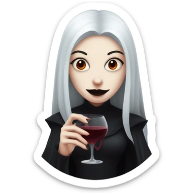 Pale goth witch drinking red wine sticker
