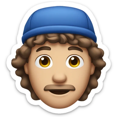 man with brown hair with a blue sleepy hat on  sticker