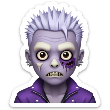 Purple pale skinned zombie boy skin so with white spiky hair. Nose and ear piercings. Emo. sticker