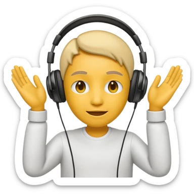 emoji with head phone holding both hands listening  sticker