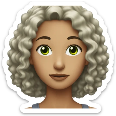 woman with curly black hair and green eyes sticker