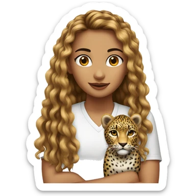 Ragazza capelli castani e leopardo sticker