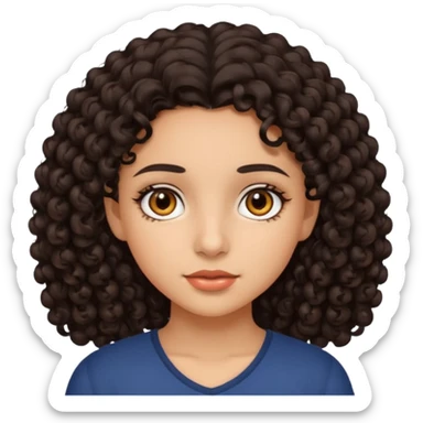 hispanic girl with brown eyes and dark curly hair sticker