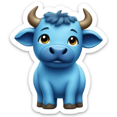 a cute blue bull sticker