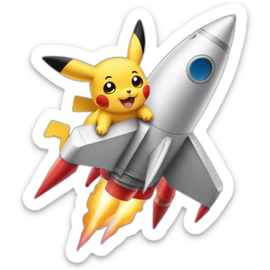 pickachu with mickey ears on a rocket ship sticker